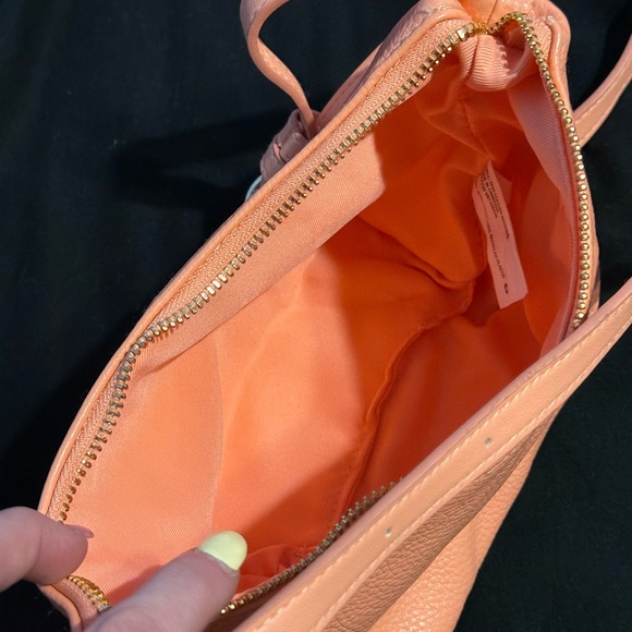 Women's Barbie Pink Crossbody Bag with Gold - Soft Pebble Leather - Picture 4 of 4